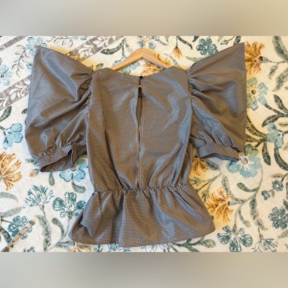 Topshop Black and Tan Checkered Plaid Blouse - Picture 8 of 13